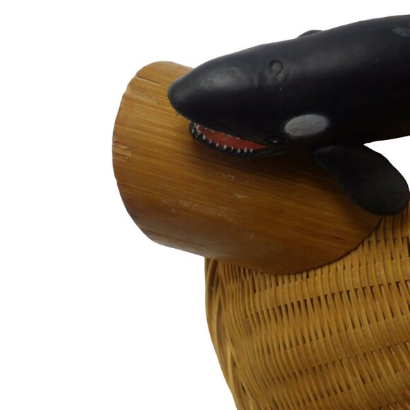 Vintage Rooster Chicken Woven Wicker Basket Lid - Picture 9 of 9